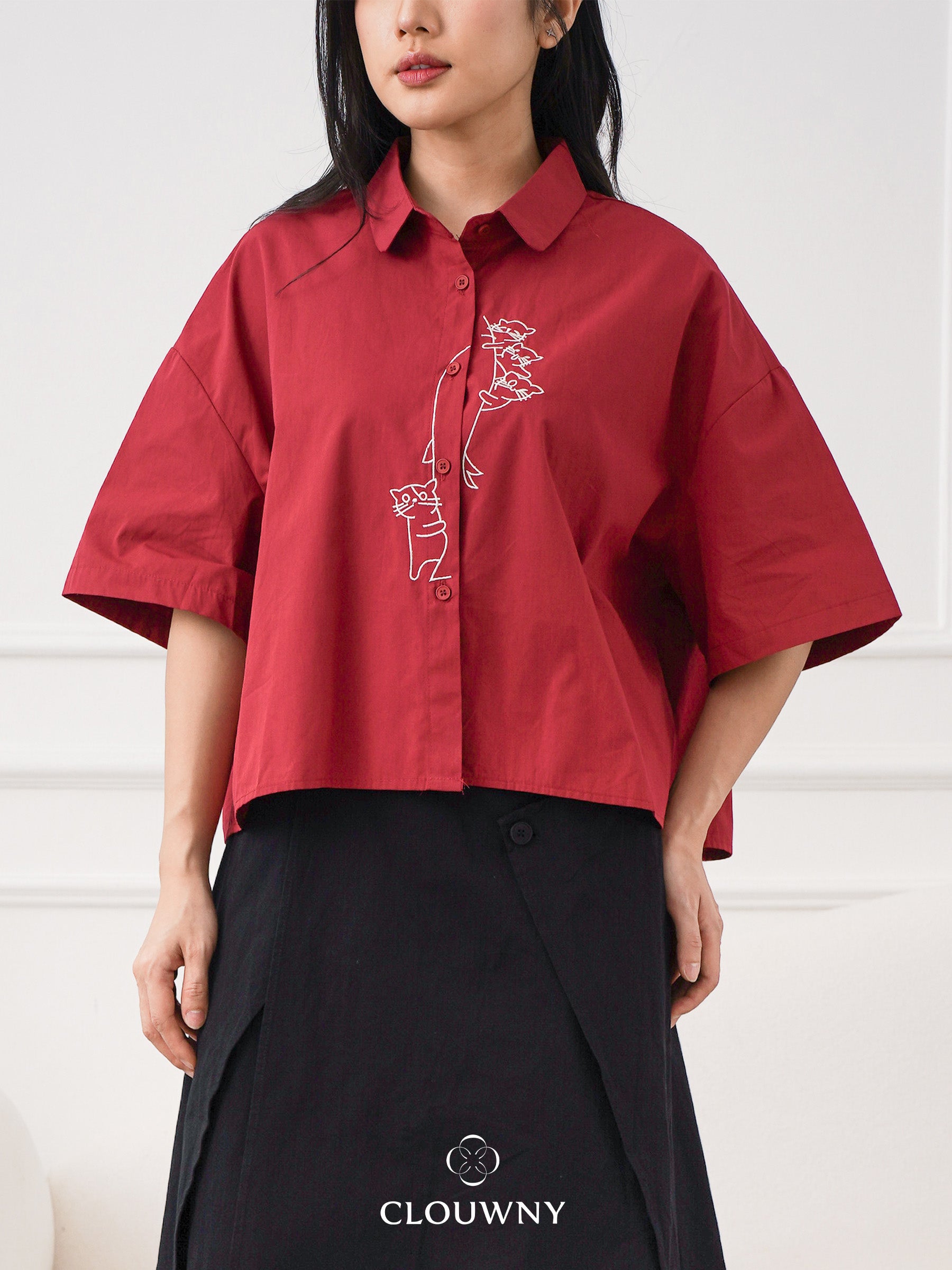 Bridget Cotton Blouse - Maroon